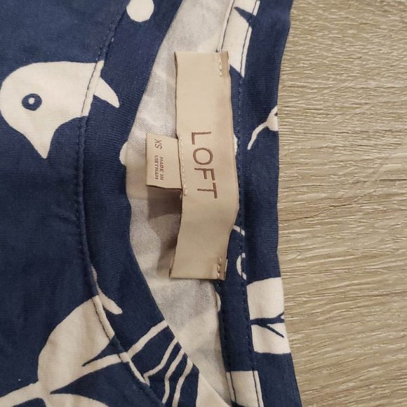 Loft Blue Floral Bird Swing Dress, size XS - Picture 7 of 7